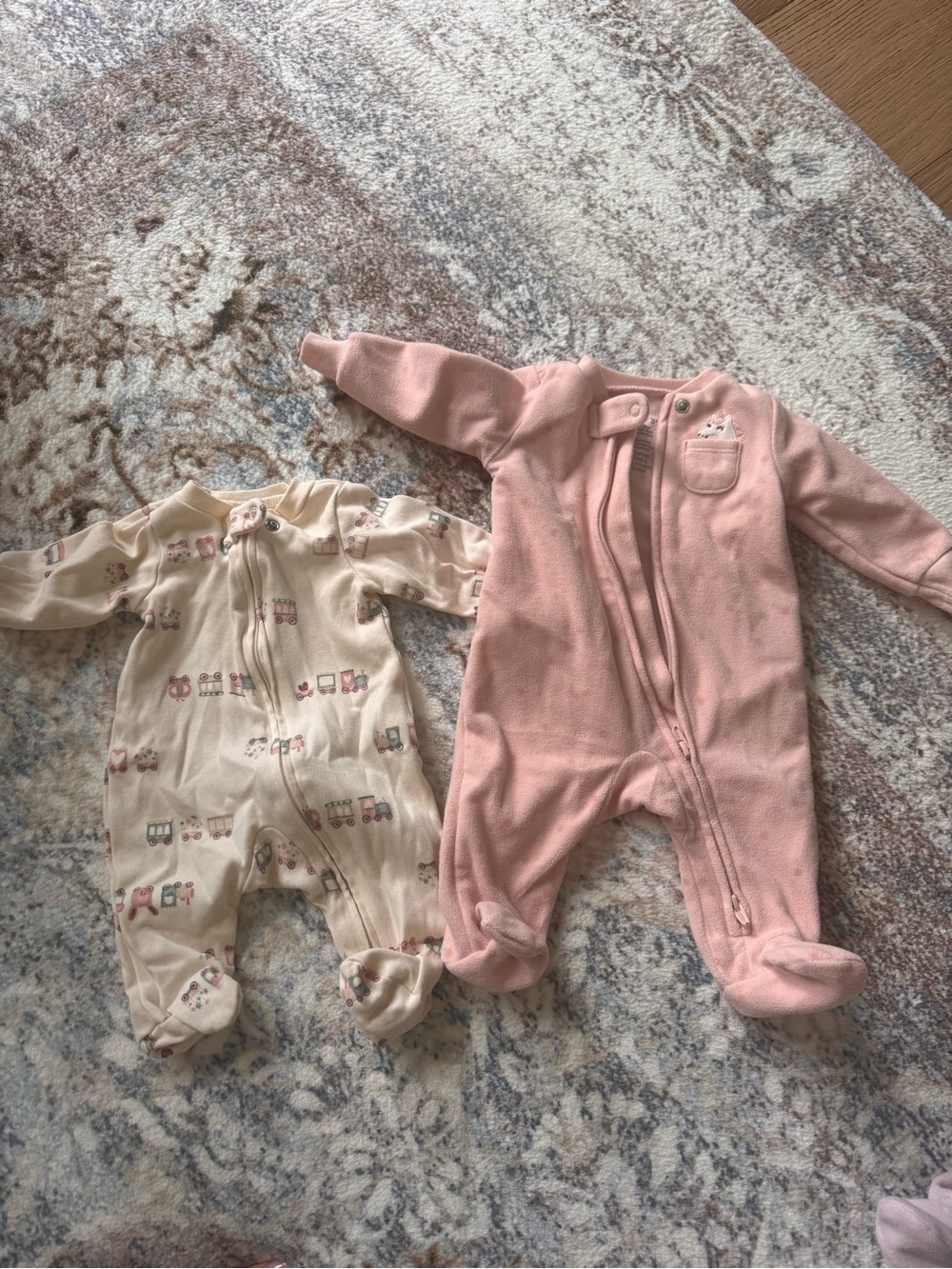 Pink Fleece newborn pjs